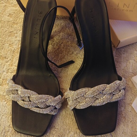 BRAND NEW Hello Molly Ballencia Black-Diamante Billini Heels Size 7 - Picture 8 of 11